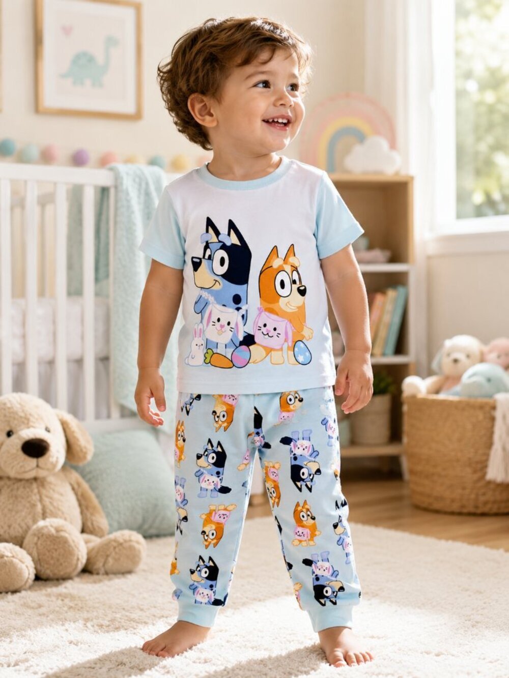 Bluey Toddler Easter Pajama Set 2 Piece Cotton Sleepwear Blue Size 2T NWT